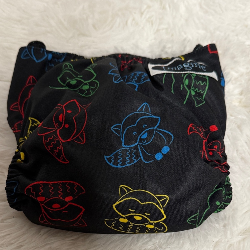 Black Multicolor Animal Print Diaper Cover